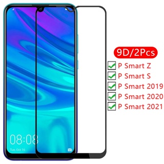เคสกระจกนิรภัยกันรอยหน้าจอ 9d สําหรับ Huawei p smart 2021 2020 2019 s cover on psmart smar samrt