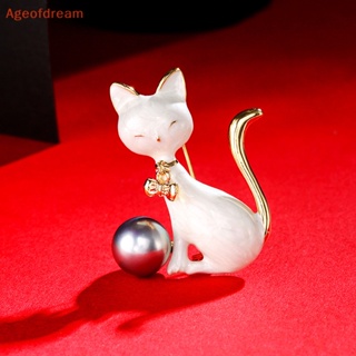 [Ageofdream] ใหม่ เข็มกลัดแฟชั่น รูปแมว สีดํา สีขาว เครื่องประดับ สําหรับผู้หญิง