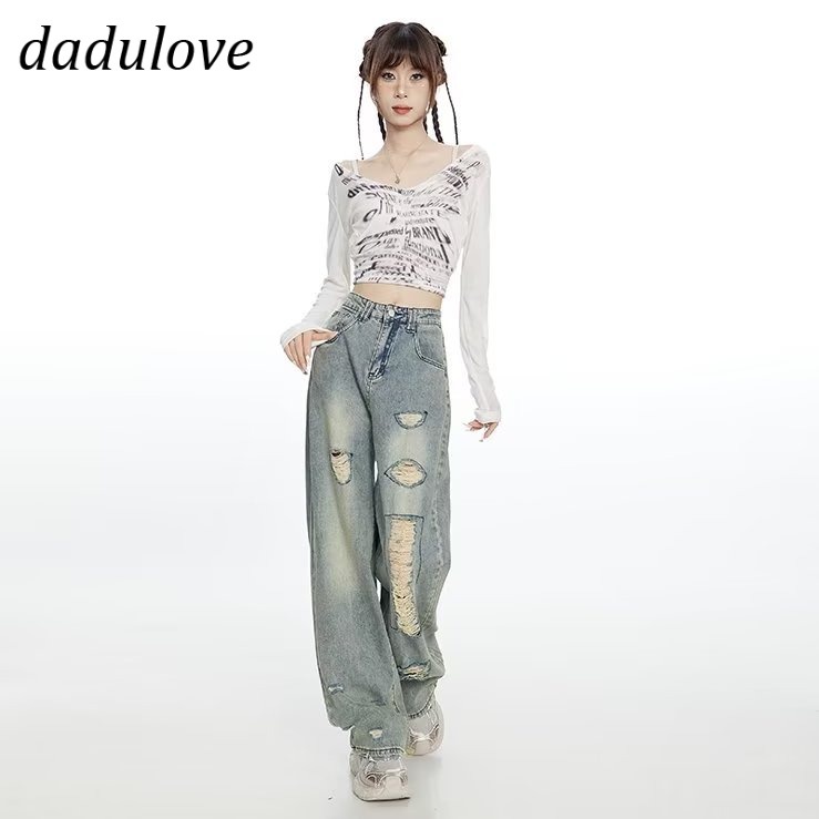 dadulove-new-american-ins-high-street-retro-ripped-jeans-niche-high-waist-loose-wide-leg-pants-large-size-trousers