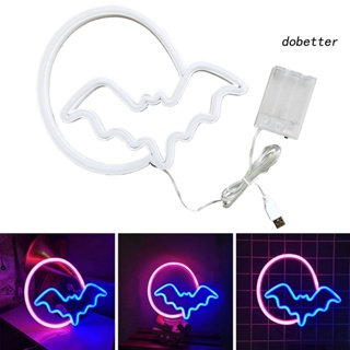 [DO] โคมไฟนีออน LED รูปค้างคาว สร้างสรรค์ ชาร์จ USB ไม่จ้องมอง สําหรับตกแต่งปาร์ตี้ฮาโลวีน