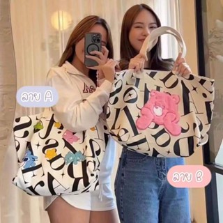 ใหม่ กระเป๋าสะพายไหล่ ผ้าแคนวาส ทรงโท้ท ความจุขนาดใหญ่