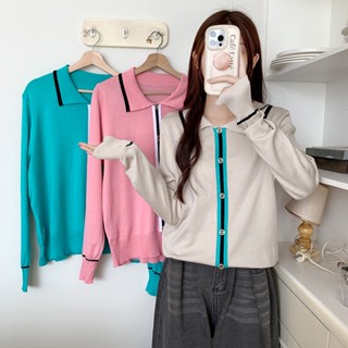เสื้อกันหนาวแขนยาว คอตุ๊กตา ทรงหลวม แฟชั่นฤดูใบไม้ร่วง และฤดูหนาว สไตล์ฝรั่งเศสเรโทร XXQH