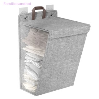 Familiesandhot&gt; ตะกร้าซักผ้า ผ้าลินิน ความจุขนาดใหญ่ พับได้ ติดผนังห้องน้ํา