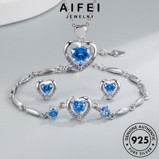 AIFEI JEWELRY เครื่องประดับ จี้ เกาหลี รูปหัวใจ ไพลิน เครื่องประดับ สร้อยคอ Silver 925 แท้ ผู้หญิง เงิน แฟชั่น ต้นฉบับ S26