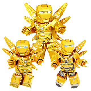 ∋❁Gold Iron Man mk85 เกราะ mecha เข้ากันได้กับ Lego Avengers 4 Marvel minifigures ประกอบหน่วยการสร้าง 3