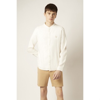 ESP เสื้อเชิ้ตแขนยาวคอจีนลายเฟรนช์ชี่ ผู้ชาย สีขาว | Frenchie Stand Collar Shirt | 3732
