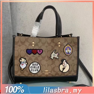 Coach CC873 Tote Women Disney X Dempsey Carryall กระเป๋าถือผู้หญิง ลายการ์ตูนดิสนีย์ กระเป๋าช้อปปิ้งความจุขนาดใหญ่ 873