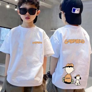 เสื้อยืดแขนสั้น ทรงหลวม ขนาดใหญ่ สีพื้น เข้ากับทุกการแต่งกาย แฟชั่นฤดูร้อน สําหรับเด็กผู้ชาย 2023