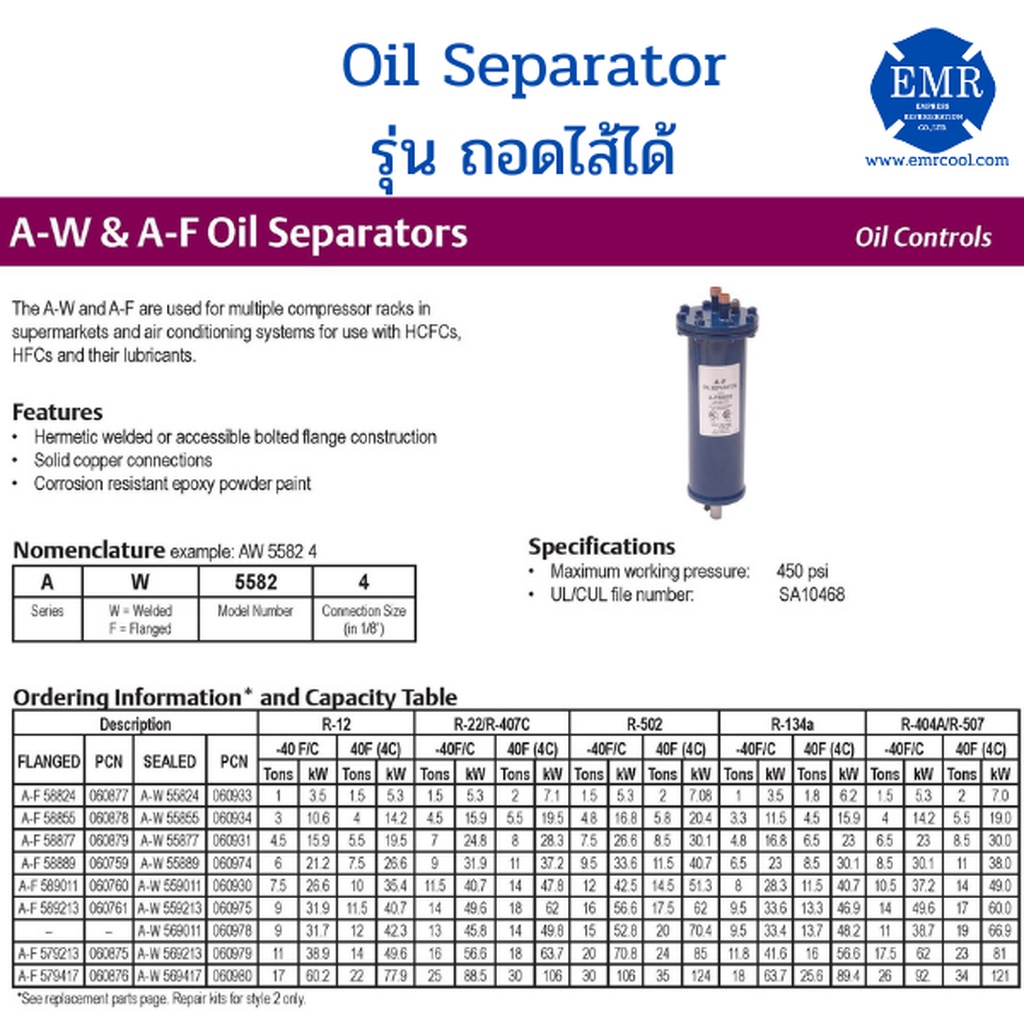 emerson-อีเมอร์สัน-oil-separator-ขนาด-7-8-af-58877-ถอดไส้ได้