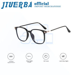 JIUERBA เกรดป้องกันรังสีแว่นตาเกาหลีนำเข้า INS สไตล์ป้องกันแสงสีฟ้าสุภาพสตรีแว่นตาสายตาสั้นแฟชั่นสแควร์ TR90 วัสดุแว่นตาโฟโตโครมิกสั้นสำหรับผู้ชายและผู้หญิง
