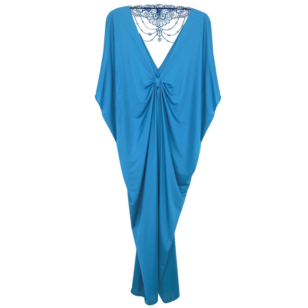 annebra-ชุดนอน-ตัวยาว-ผ้าซินเทล-แต่งลูกไม้ด้านหลัง-maxi-nightwear-รุ่น-an8-655-สีฟ้า-สีครีม