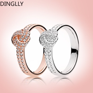 Dinglly แหวนหมั้นแต่งงาน ประดับพลอยเทียม สองแถว สีโรสโกลด์ วางซ้อนกันได้ ของขวัญหมั้น สําหรับผู้หญิง ผู้ชาย คู่รัก