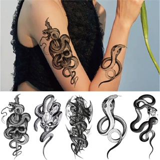 【Magic Tattoo】รอยสักชั่วคราวชั่วคราว ลายหัวกะโหลก สีดํา กันน้ํา ติดทนนาน