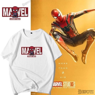 เสื้อยืดแขนสั้น ผ้าฝ้าย 100% พิมพ์ลาย The Avengers Iron Man Spider Deadpool Marvel 10 Co Branded สําหรับผู้ชาย zyq061