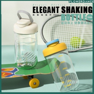 750ml ขวดน้ำกีฬาแบบพกพา Shaker Cup ผงโปรตีน Shake Electrolyte Powder Mixing Cup Fitness Wate ดอกไม้