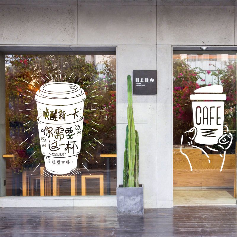 สติ๊กเกอร์ตกแต่งร้าน-coffee-ติดผนัง-ติดกระจก-ร้านกาแฟ-คาเฟ่