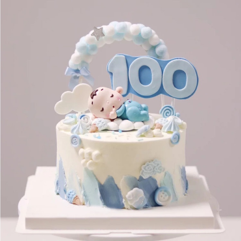ท็อปเปอร์-รูปก้อนเมฆ-สีชมพู-สีฟ้า-สําหรับตกแต่งเค้ก-เบเกอรี่-ปาร์ตี้วันเกิด