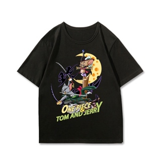 สะดวกสบาย ♝☽๑เสื้อยืด Tom and Jerry Joint One Piece Three Swords Sauron Hawkeye แขนสั้นผ้าฝ้ายญี่ปุ่นอะนิเมะ