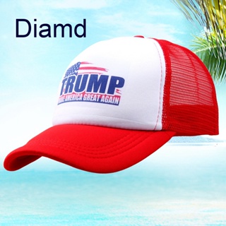 หมวกเบสบอล พิมพ์ลาย Diamd Trump Trucker สไตล์อเมริกา