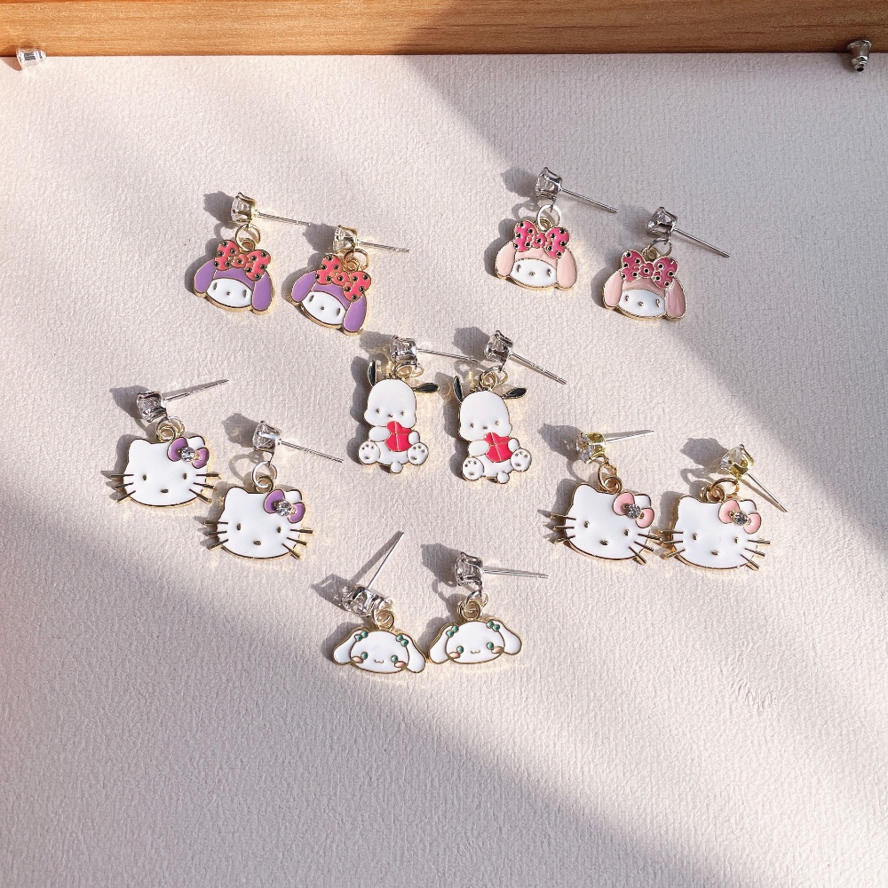 sanrio-ต่างหู-ลายการ์ตูน-kuromi-jade-mandarin-dog-melody-น่ารัก-สําหรับเด็กผู้หญิง-นักเรียน