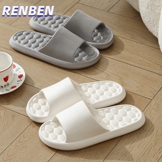 RENBEN รองเท้าแตะบ้านในร่มบ้านห้องน้ำอาบน้ำกันลื่นพลาสติกด้านล่างนุ่มบ้านหญิงรองเท้าคู่