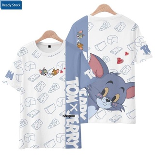 【พร้อมส่ง】Tom And Jerry Cat And Mouse เสื้อยืดแขนสั้น ทรงหลวม พิมพ์ลายน่ารัก สําหรับคู่รัก