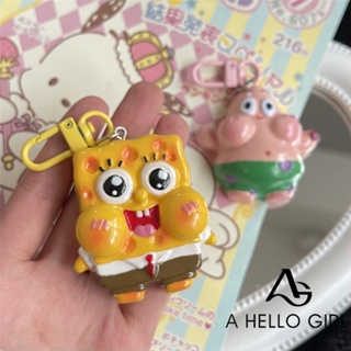 A HELLO GIRL พวงกุญแจ จี้เรซิ่น รูปการ์ตูน SpongeBob SquarePants Pie Star น่ารัก เรืองแสง อุปกรณ์เสริม สําหรับกระเป๋านักเรียน