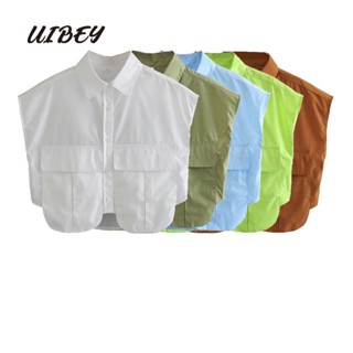 Uibey เสื้อเชิ้ตแฟชั่น คอปก ทรงหลวม 9683