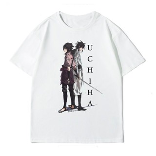 Naruto Sasuke Indra เสื้อยืดอะนิเมะสไตล์นักเรียนแขนสั้นผ้าฝ้ายขนาดใหญ่ด้านบนแฟชั่น