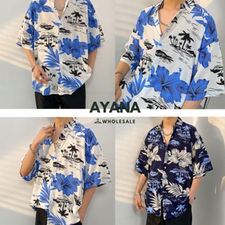 พร้อมส่ง เสื้อเชิ้ตเเขนสั้นลายดอกไม้ สำหรับผู้ชาย เสื้อยืดสั้น สไตล์เกาหลี น่ารักวินเทจ