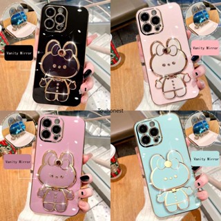 เคส For Apple iPhone 14 Pro Max เคส iPhone 13 Pro Max Cover iPhone 13 Mini เคส iPhone 14 Plus Case เคสโทรศัพท์มือถือ ลายการ์ตูนกระต่ายน่ารัก พร้อมกระจก สําหรับ