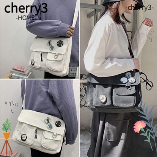 Cherry3 กระเป๋าช้อปปิ้ง ผ้าแคนวาส ทรงโท้ท ขนาดใหญ่ จุของได้เยอะ แบบพกพา ใช้ซ้ําได้ สีดํา สําหรับผู้หญิง