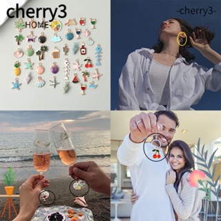 Cherry3 แท็กมาร์กเกอร์ติดแก้วไวน์ หลากสีสัน สําหรับตกแต่งปาร์ตี้ 40 ชิ้น