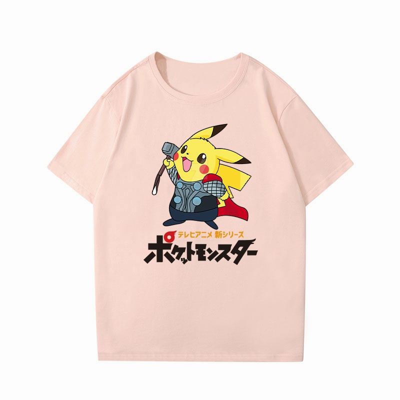 ขายด่วน-เสื้อยืด-pikachu-cos-thor-sol-แขนสั้นน่ารักสไตล์ตลก-chic