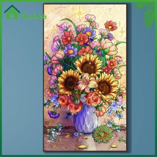 【Doub X ✮】ภาพวาดปักเพชร ทรงกลม ลายแจกันดอกไม้ 5D DIY AU ✮