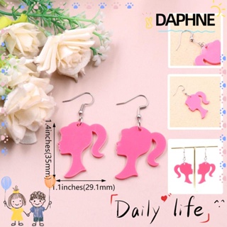 Daphne ต่างหูอะคริลิค รูปตัวอักษรภาษาอังกฤษ สีชมพู สําหรับตุ๊กตาบาร์บี้