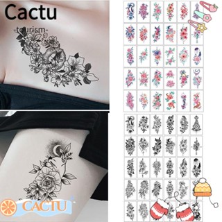 Cactu รอยสักชั่วคราว ลายดอกกุหลาบ สีดํา ใช้งานง่าย สําหรับผู้หญิง 30 ชิ้น/ชุด