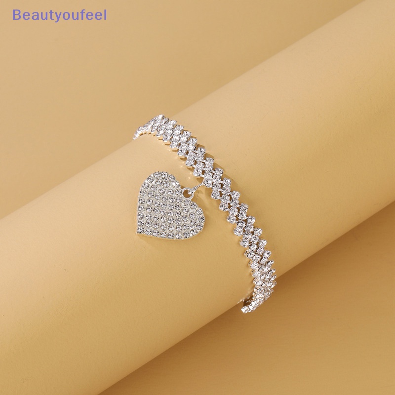 beautyoufeel-สร้อยข้อเท้าโซ่-จี้รูปหัวใจ-ประดับพลอยเทียม-แวววาว-เครื่องประดับแฟชั่น-สําหรับผู้หญิง-งานแต่งงาน-ปาร์ตี้