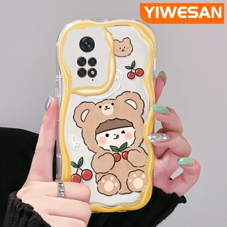 เคสโทรศัพท์มือถือแบบนิ่ม ใส กันกระแทก ลายการ์ตูนหมีเชอร์รี่ สีครีม สําหรับ Xiaomi MI Redmi Note 11 11s Poco M4 Pro 4G