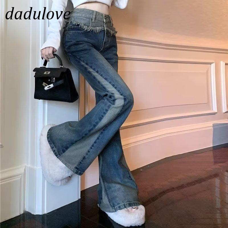 dadulove-new-american-ins-high-street-splicing-micro-flared-pants-niche-high-waist-wide-leg-pants-trousers