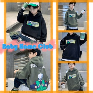เสื้อกันหนาว มีฮู้ด สไตล์ญี่ปุ่นและเกาหลี สําหรับเด็กผู้ชาย (120-180 ซม.)