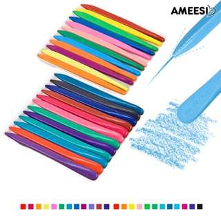Ameesi Crayonlab ดินสอสี 24 สี ทรงสามเหลี่ยม ล้างทําความสะอาดได้ ของเล่นสําหรับเด็ก