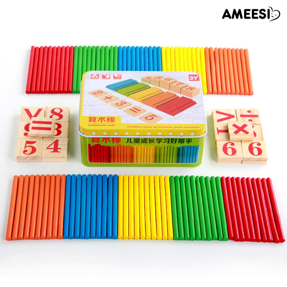 ameesi-บล็อคตัวเลขไม้-นับเลข-สีสันสดใส-ของเล่นเสริมการเรียนรู้คณิตศาสตร์-สําหรับเด็ก