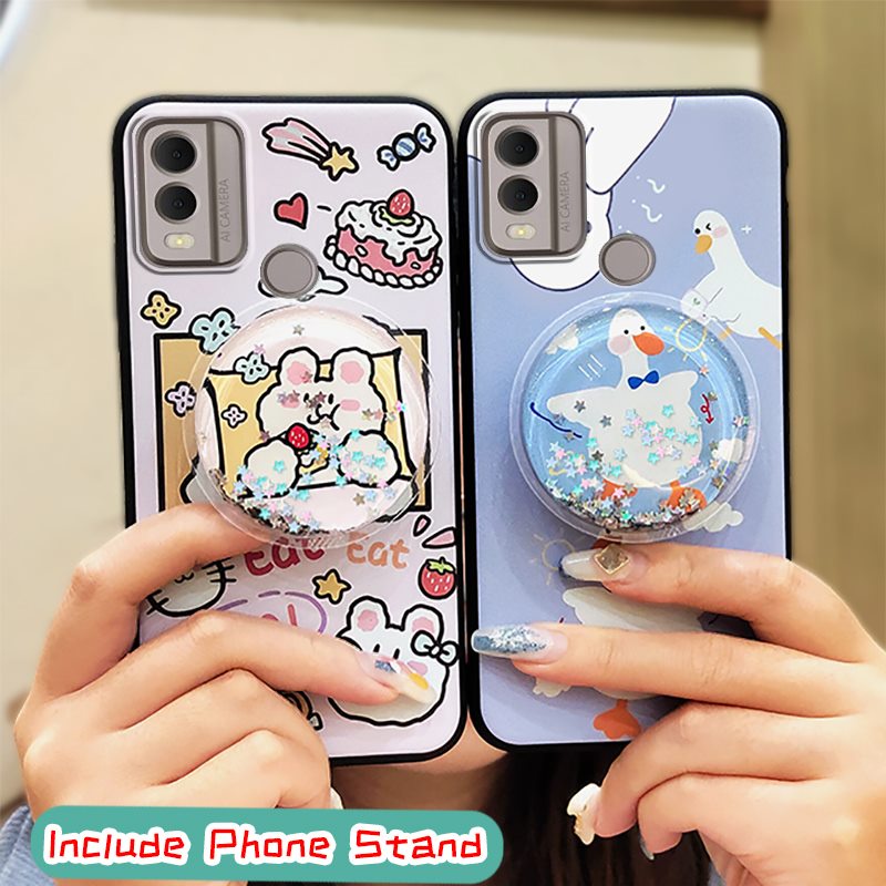 cartoon-tpu-phone-case-for-nokia-c22-anti-knock-cute-kickstand-anti-dust-dirt-resistant-back-cover-silicone-glisten-durable