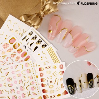 Flospring สติกเกอร์ ลายเส้นเรขาคณิต 3D บางมาก สําหรับตกแต่งเล็บ