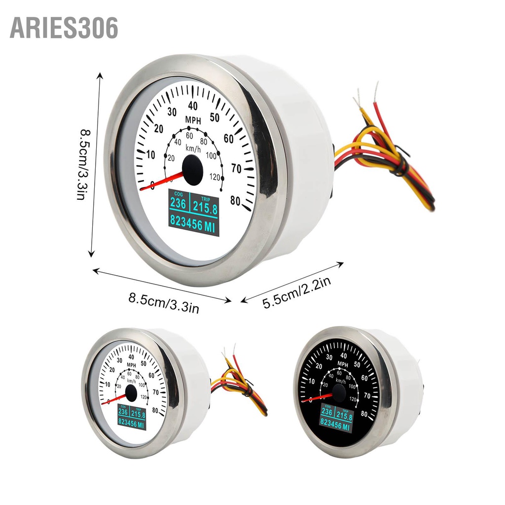 aries306-เครื่องวัดความเร็ว-gps-85-มม-กันน้ํา-80mph-120km-h-พร้อมไฟแบ็คไลท์-หลากสี-สําหรับเรือยอร์ช-รถยนต์-เรือ-rv