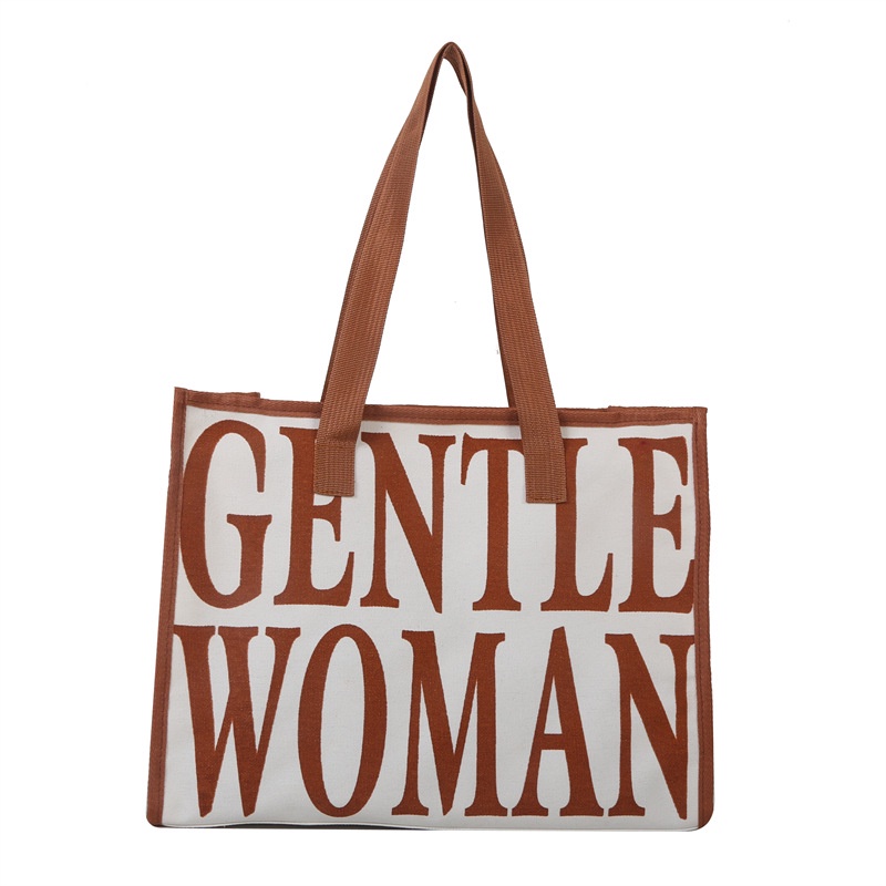 พร้อมส่งจากไทย-ขายดี-gentle-woman-รุ่นมาใหม่ปี-2023-กระเป๋าผ้ามีซิป-กระเป๋าช้อปปิ้งุของได้เยอะ-ใบใหญ่