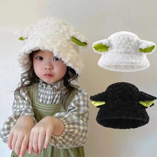 หมวกบีนนี่ ผ้ากํามะหยี่ขนแกะ แต่งหู ให้ความอบอุ่น ลายการ์ตูนแกะน่ารัก เหมาะกับฤดูหนาว สําหรับเด็กผู้ชาย และเด็กผู้หญิง อายุ 2-5 ปี