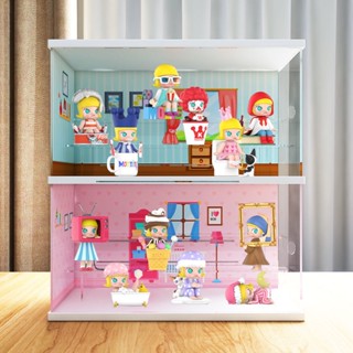 กล่องเก็บฟิกเกอร์ Monroe Department Store Pop Mart molly Jasmine ขนาดเล็ก ป้องกันฝุ่น สําหรับตกแต่งบ้าน