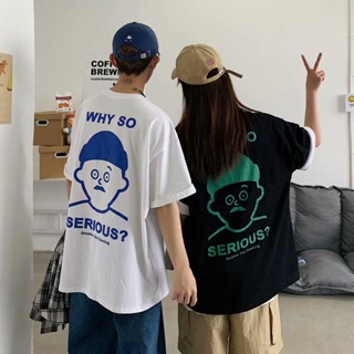 M-8XL Summer Hong Kong style street trend personality cartoon printing short-sleeved T-shirt men and women couples _03